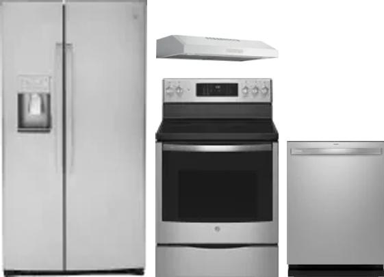 4 Piece Package Includes Refrigerator, Range, Hood And Dishwasher